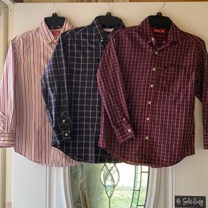 Boys medium Izod button down shirts- lot of 3 red/black/white